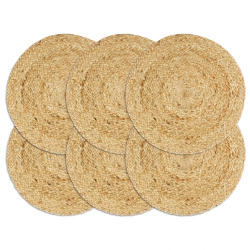 vidaXL galda paliktņi, 6 gab., 38 cm, apaļi, dabīgas krāsas džuta