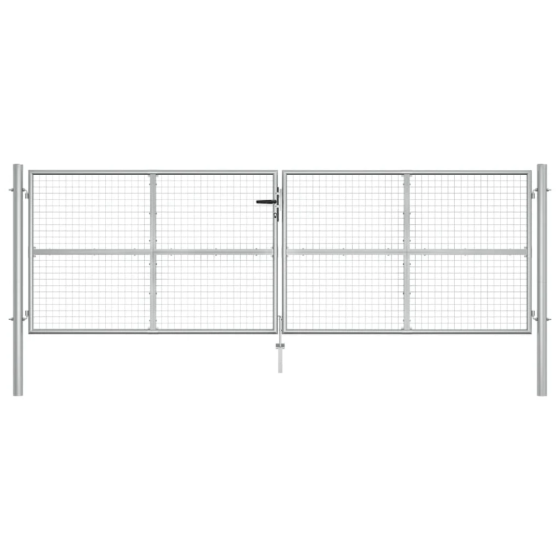 vidaXL dārza vārti, cinkots tērauds, 400x125 cm, sudraba krāsā