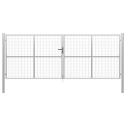 vidaXL dārza vārti, cinkots tērauds, 400x150 cm, sudraba krāsā