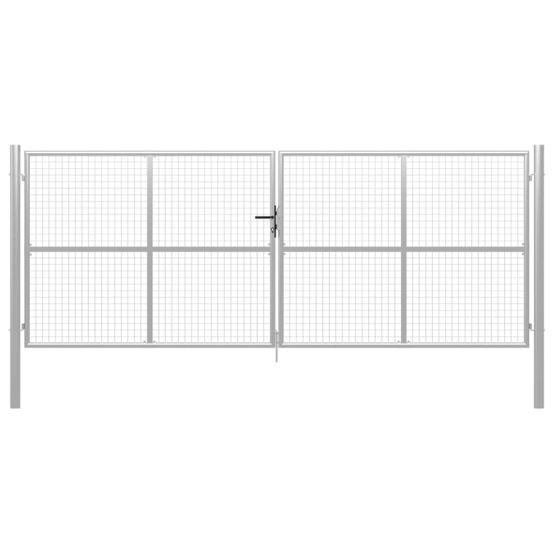 vidaXL dārza vārti, cinkots tērauds, 400x150 cm, sudraba krāsā