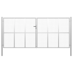 vidaXL dārza vārti, cinkots tērauds, 400x175 cm, sudraba krāsā