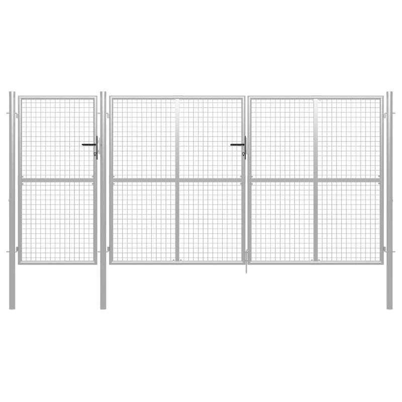 vidaXL dārza vārti, tērauds, 400x150 cm, sudrabaini