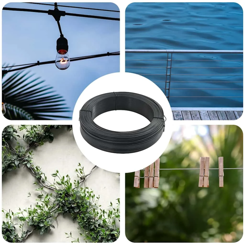 vidaXL žoga sasaistes stieple, 250 m, 2,3-3,8 mm, pelēks tērauds