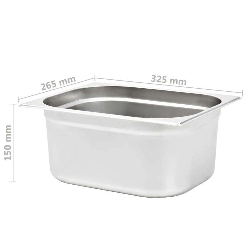 vidaXL Gastronorm trauki, 2 gab., GN 1-2, 150 mm, nerūsējošs tērauds
