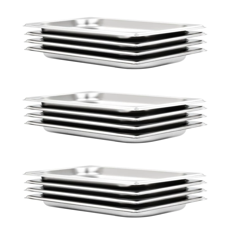 vidaXL Gastronorm trauki, 12 gab., GN 1-3, 20 mm, nerūsējošs tērauds