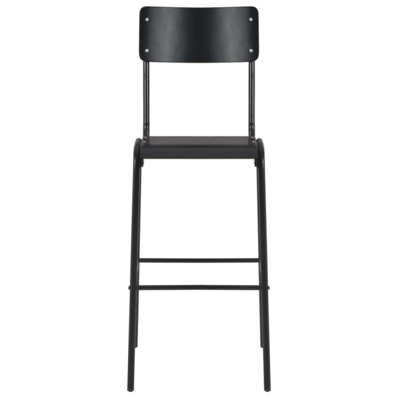vidaXL bāra krēsli, 2 gab., saplāksnis un tērauds, melni