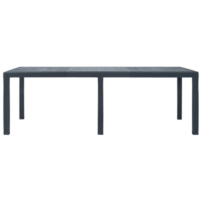 vidaXL dārza galds, 220x90x72 cm, plastmasa, rotangpalmas raksts