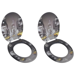 vidaXL tualetes sēdekļi ar vāku, 2 gab., MDF, Ņujorkas dizains