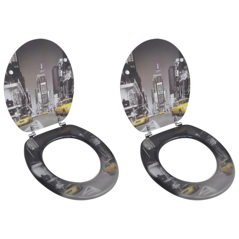 vidaXL tualetes sēdekļi ar vāku, 2 gab., MDF, Ņujorkas dizains