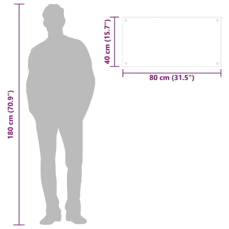 vidaXL virtuves sienas panelis, 80x40 cm, rūdīts stikls, balts