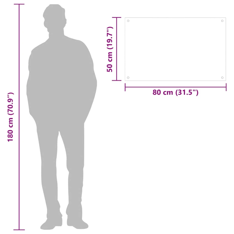 vidaXL virtuves sienas panelis, 80x50 cm, rūdīts stikls, balts