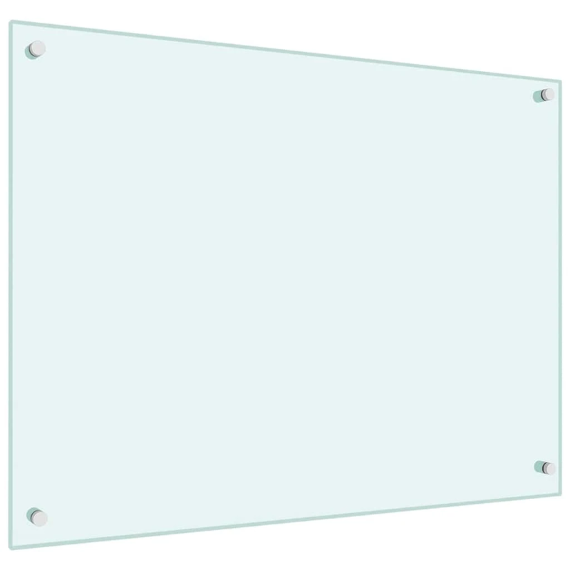 vidaXL virtuves sienas panelis, 80x60 cm, rūdīts stikls, balts