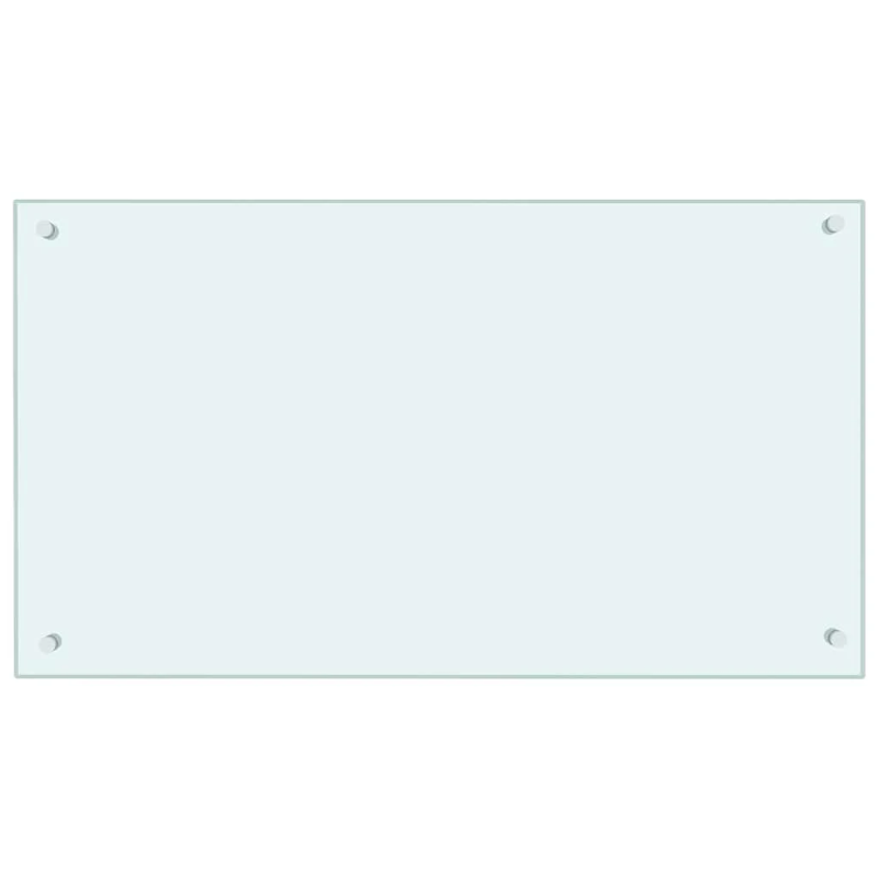 vidaXL virtuves sienas panelis, 90x50 cm, rūdīts stikls, balts