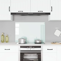 vidaXL virtuves sienas panelis, 90x60 cm, rūdīts stikls, balts