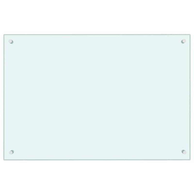 vidaXL virtuves sienas panelis, 90x60 cm, rūdīts stikls, balts