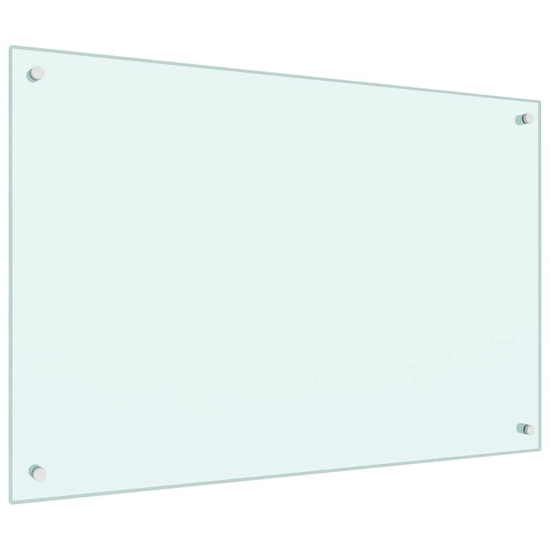 vidaXL virtuves sienas panelis, 90x60 cm, rūdīts stikls, balts