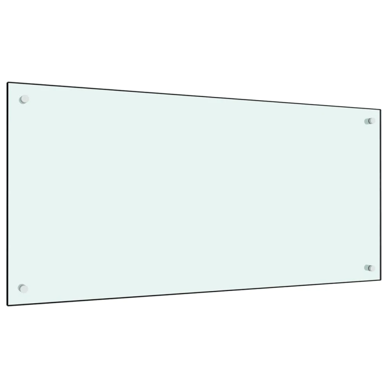 vidaXL virtuves sienas panelis, 100x50 cm, rūdīts stikls, balts