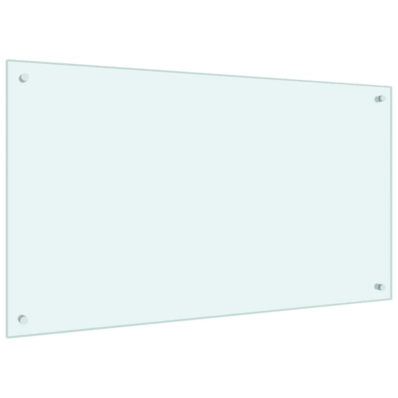 vidaXL virtuves sienas panelis, 100x60 cm, rūdīts stikls, balts