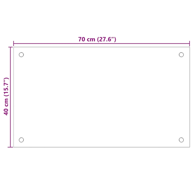 vidaXL virtuves panelis, 70x40 cm, rūdīts stikls, caurspīdīgs