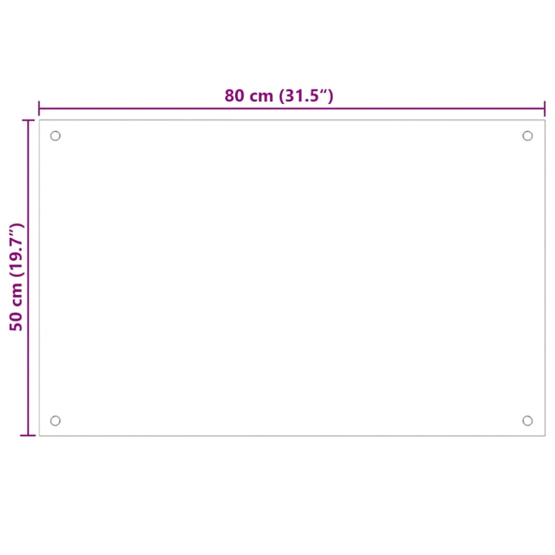 vidaXL virtuves panelis, 80x50 cm, rūdīts stikls, caurspīdīgs