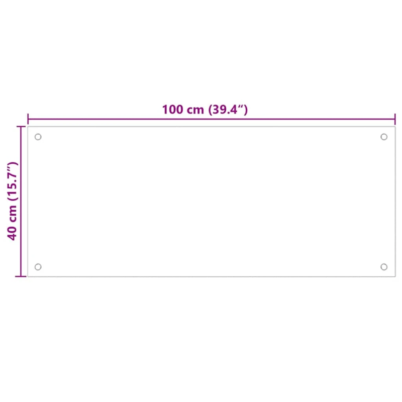 vidaXL virtuves panelis, 100x40 cm, rūdīts stikls, caurspīdīgs