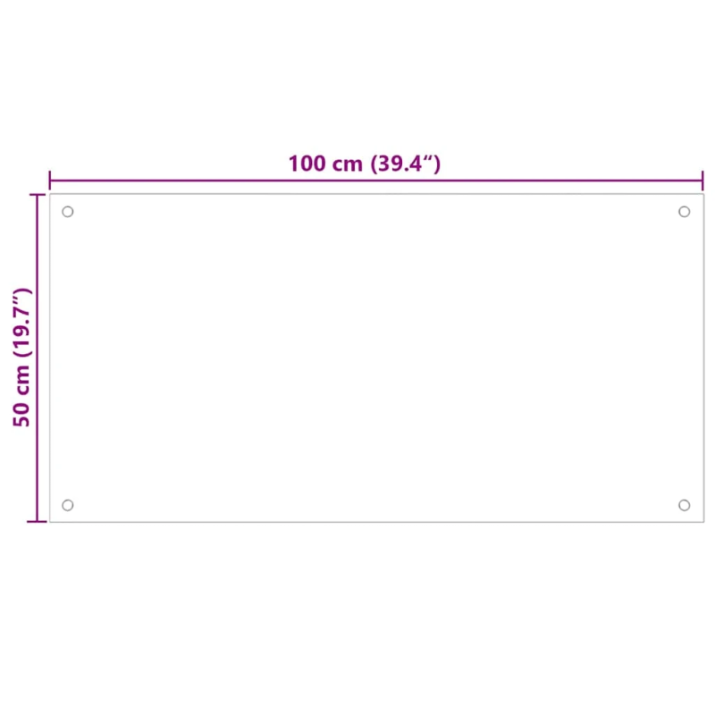 vidaXL virtuves panelis, 100x50 cm, rūdīts stikls, caurspīdīgs