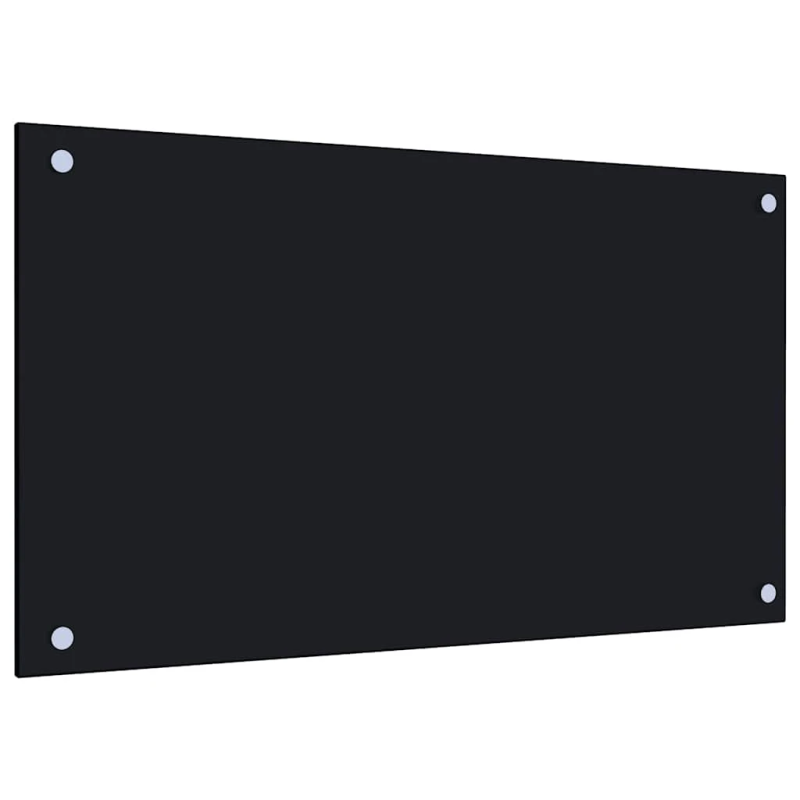 vidaXL virtuves sienas panelis, 70x40 cm, rūdīts stikls, melns