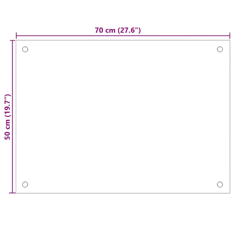 vidaXL virtuves sienas panelis, 70x50 cm, rūdīts stikls, melns