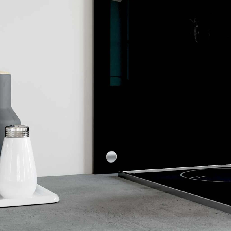 vidaXL virtuves sienas panelis, 70x60 cm, rūdīts stikls, melns