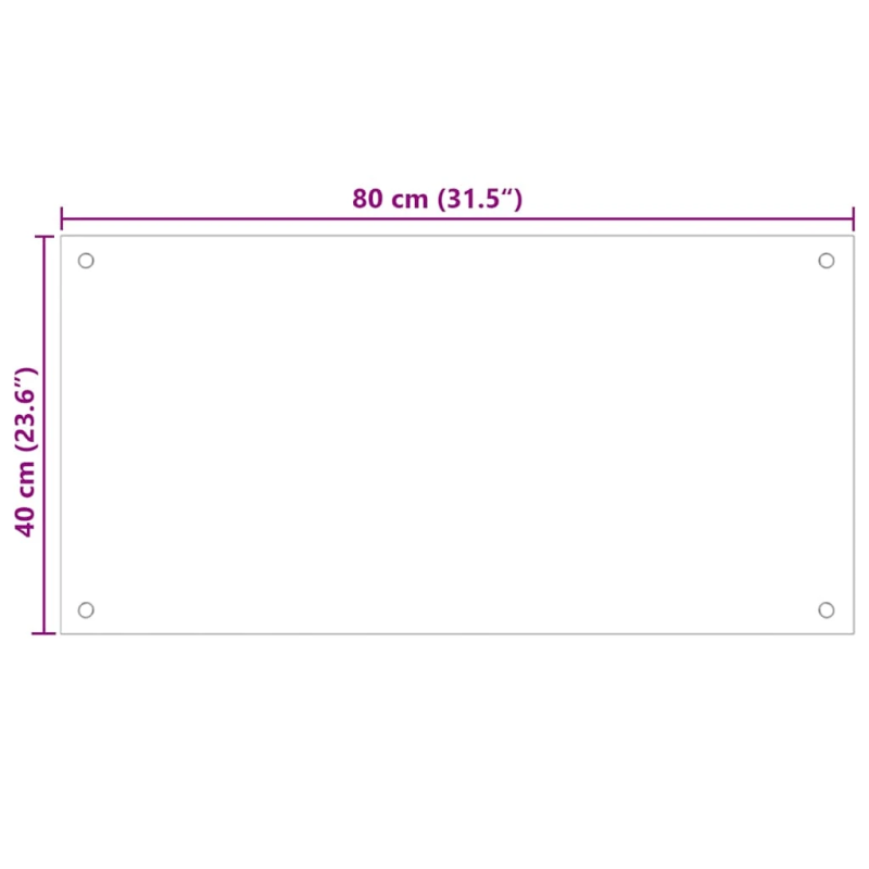 vidaXL virtuves sienas panelis, 80x40 cm, rūdīts stikls, melns