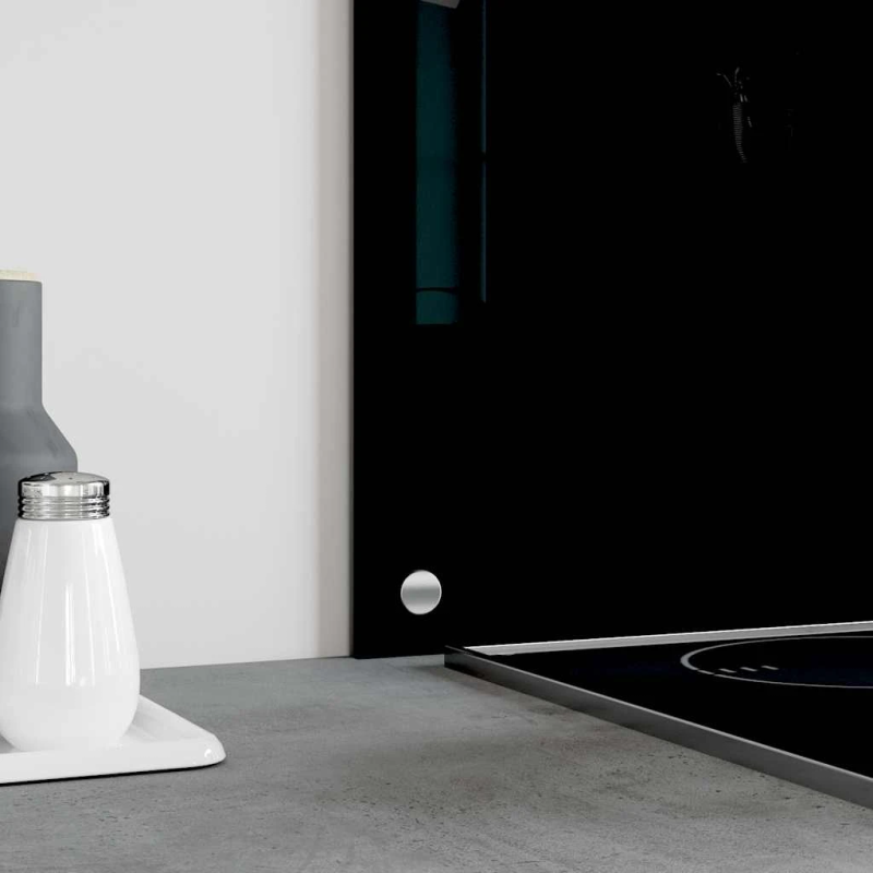 vidaXL virtuves sienas panelis, 90x50 cm, rūdīts stikls, melns