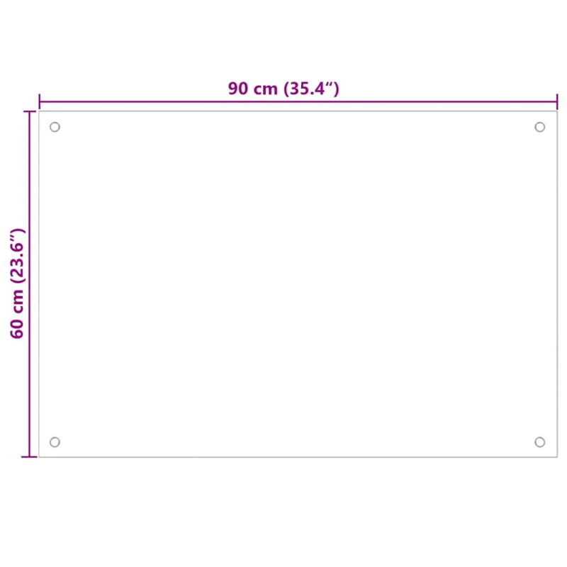 vidaXL virtuves sienas panelis, 90x60 cm, rūdīts stikls, melns