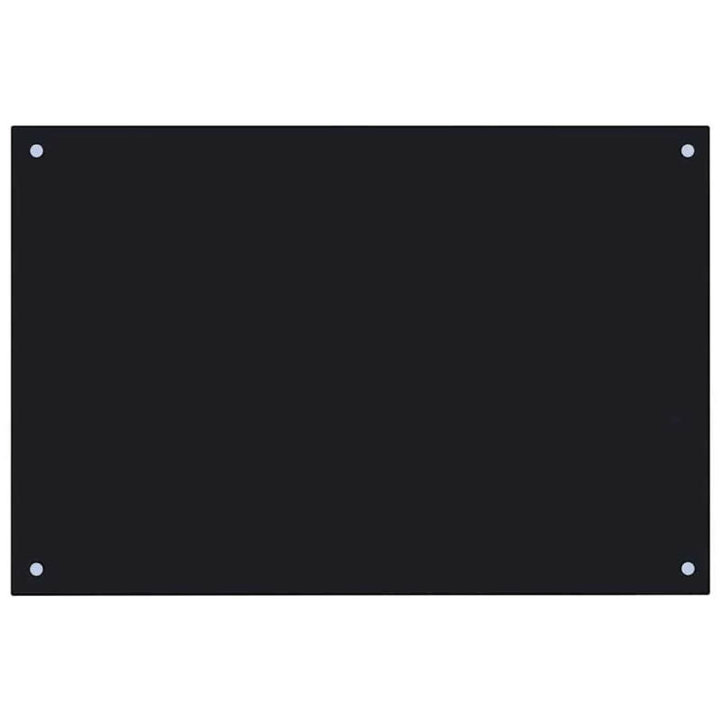 vidaXL virtuves sienas panelis, 90x60 cm, rūdīts stikls, melns