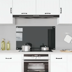 vidaXL virtuves sienas panelis, 100x60 cm, rūdīts stikls, melns