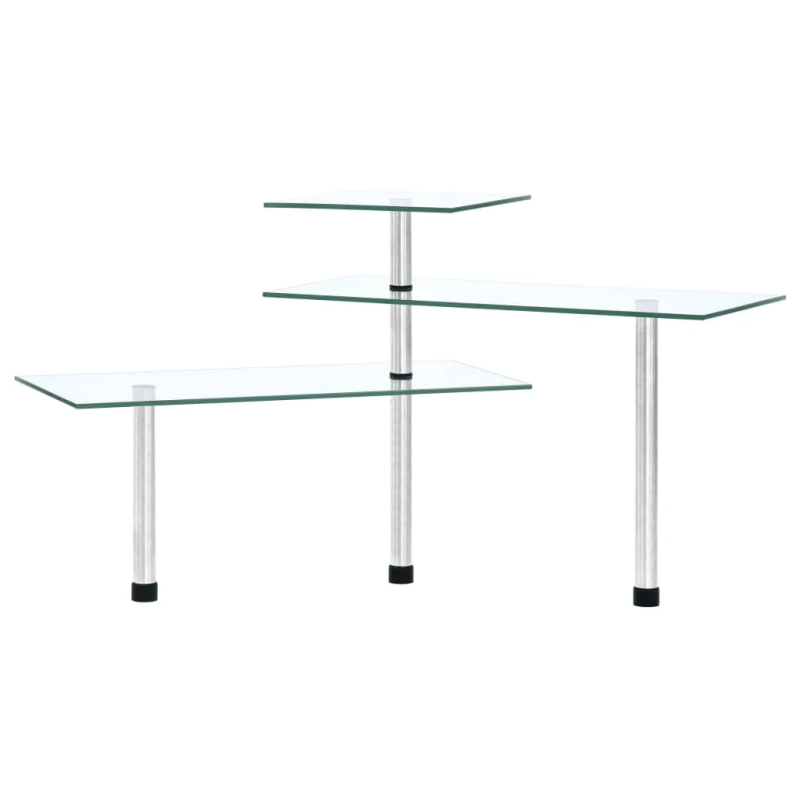 vidaXL 3-līmeņu virtuves stūra plaukts, rūdīts stikls