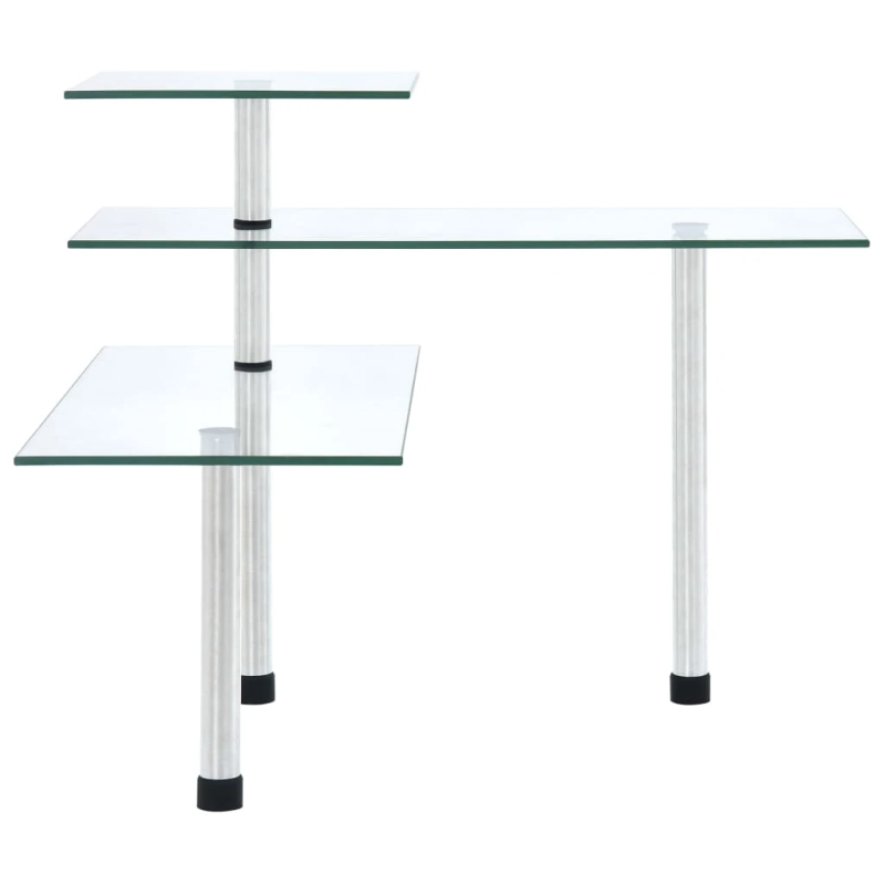 vidaXL 3-līmeņu virtuves stūra plaukts, rūdīts stikls