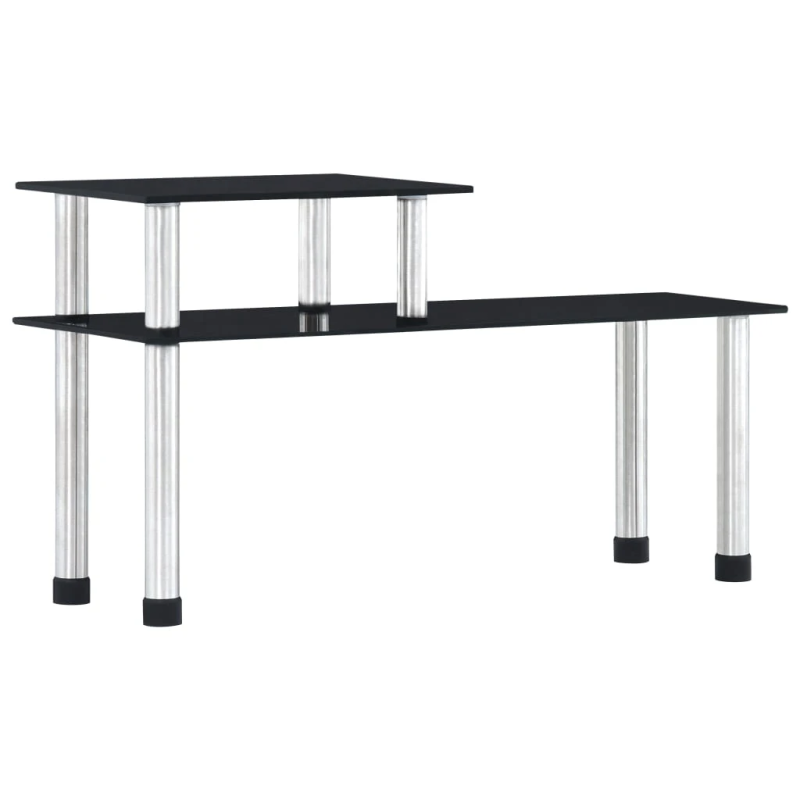 vidaXL virtuves plaukts, 45x16x26 cm, melns rūdīts stikls