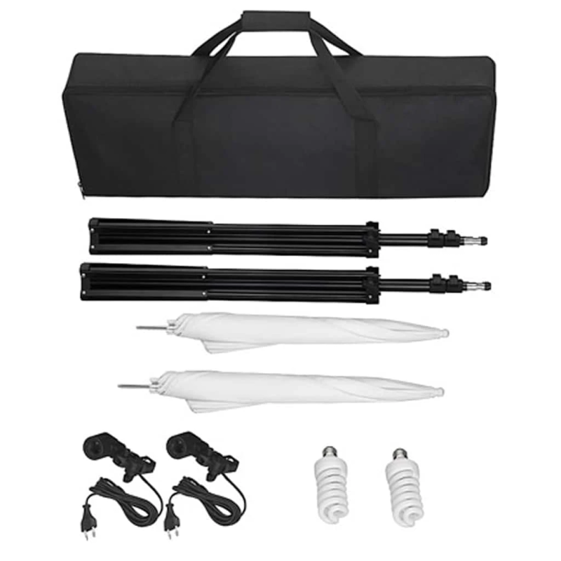 vidaXL fotostudijas komplekts, gaismas, melns fons, 600x300 cm