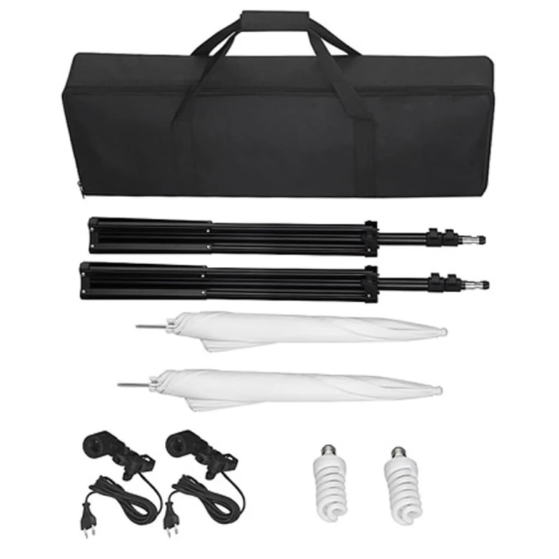 vidaXL fotostudijas komplekts, gaismas, balts fons, 600x300 cm