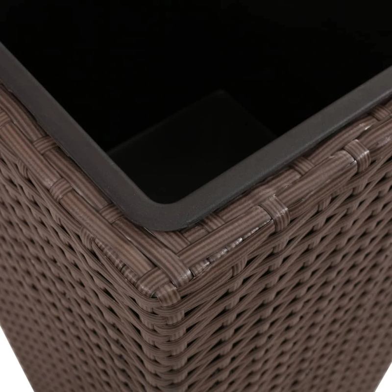 vidaXL augstās puķu kastes, 3 gab., PE rotangpalma, brūnas