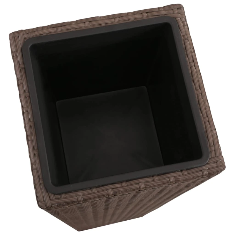 vidaXL augstās puķu kastes, 3 gab., PE rotangpalma, brūnas