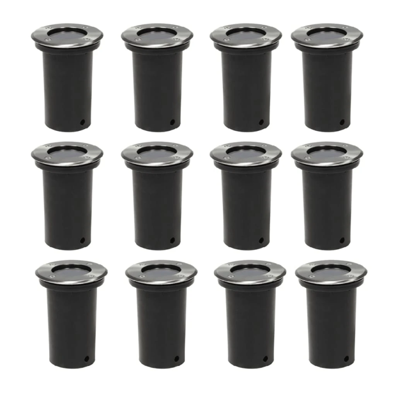 vidaXL dārza lampas, 12 gab., iebūvējamas zemē, apaļas