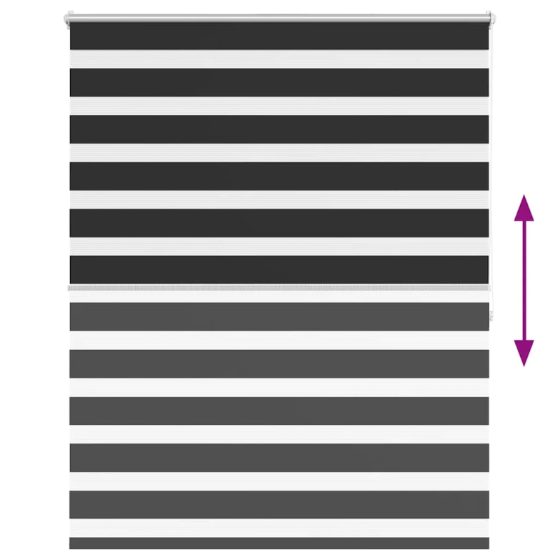 vidaXL Ruļļu žalūzijas Zebra, dubultās, 140 x 175 cm, melnas