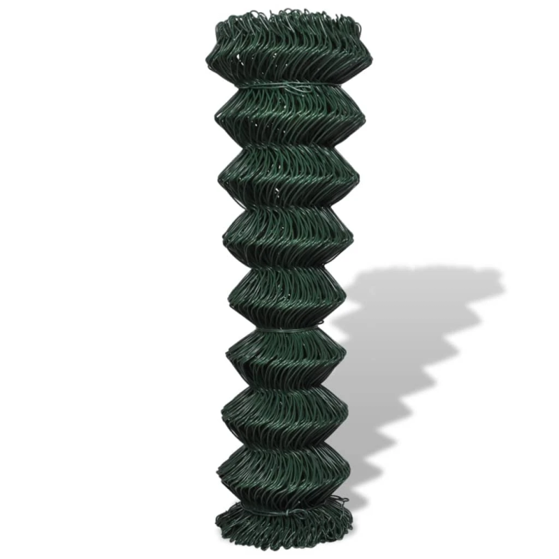 vidaXL stiepļu žogs, tērauds, 1,5x25 m, zaļš