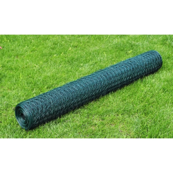 vidaXL stiepļu žogs ar PVC pārklājumu, 25x0,5 m, zaļš
