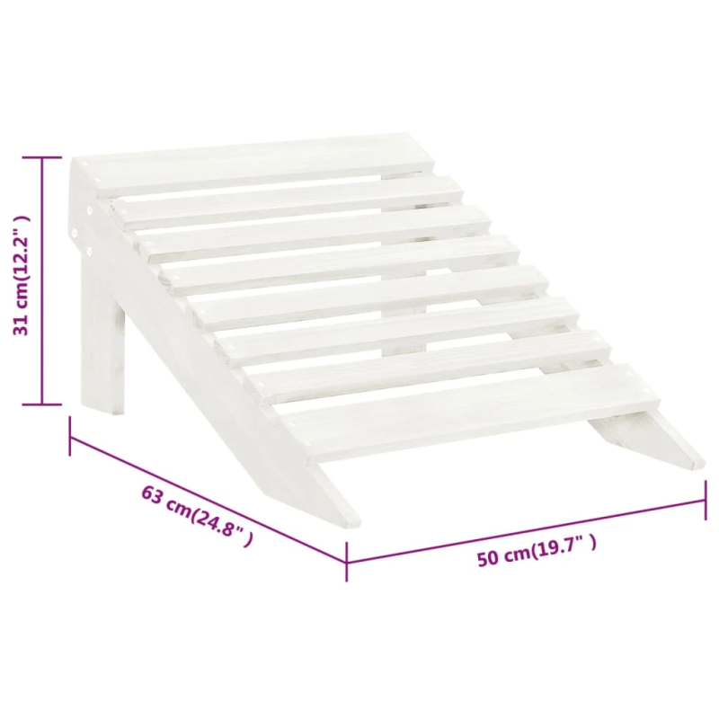 vidaXL dārza krēsls ar kājsoliņu, balts koks