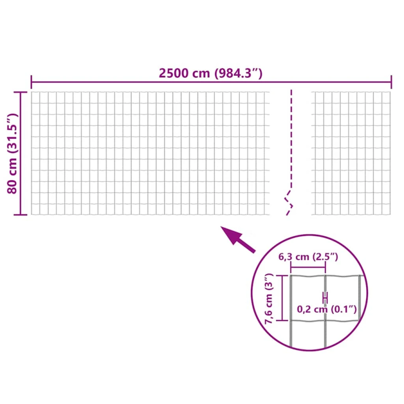 vidaXL Euro stiepļu žogs, tērauds, 25x0,8 m, zaļš