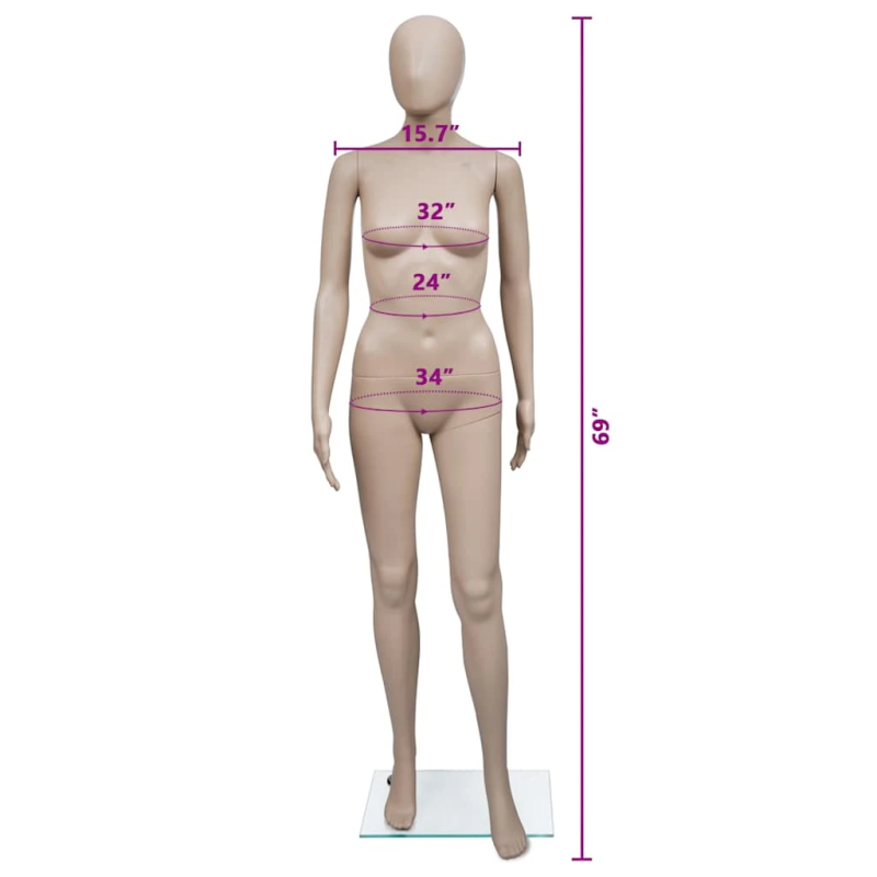 vidaXL sieviešu manekens, apaļa galva