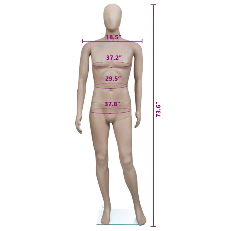 vidaXL vīriešu manekens, apaļa galva