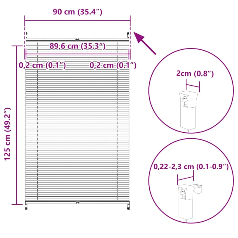 Plisē Žalūzijas 90x125cm Baltas Gofrētas